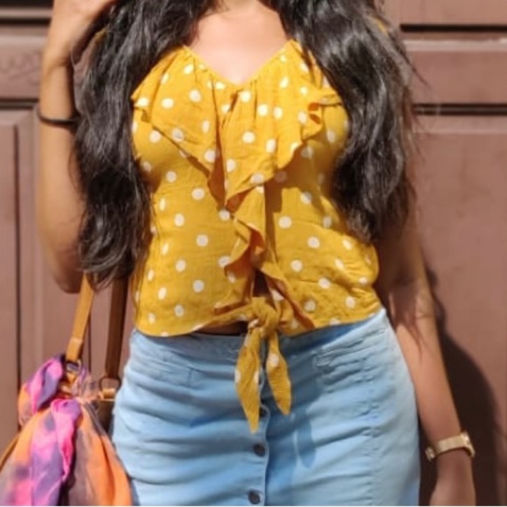 Polka top yellow/ mustard sleeveless top